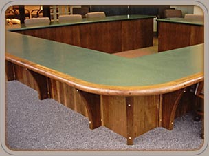 custom walnut, Corian and walnut conference tables